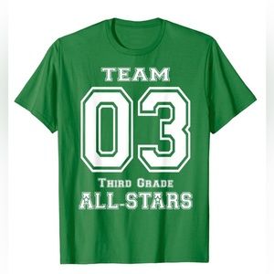 Grade 3 Team 03 Third Grade All-Stars Green Kids Unisex T-Shirt  Sports Athletic